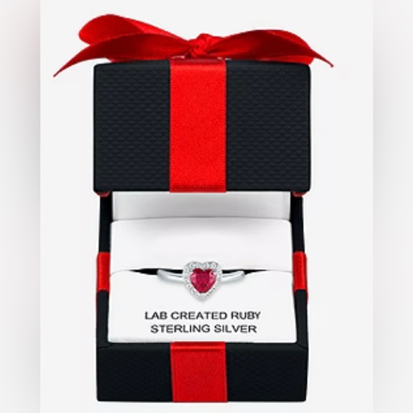 Lab Created Ruby and White Sapphire
Heart Ring in Sterling Silver - Picture 7 of 8